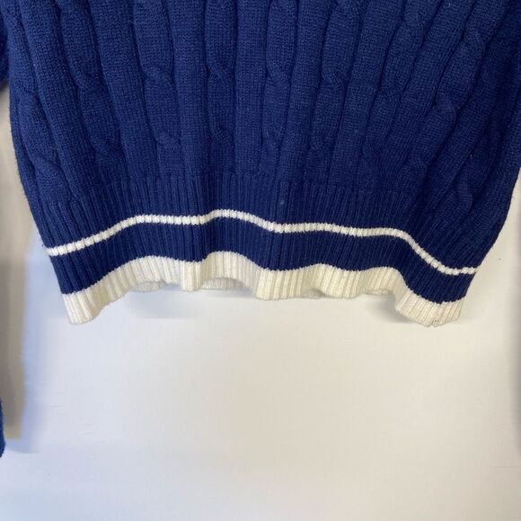 Willow & Wind Size M Navy Blue and White Cable Knit Cropped Girlhoodcore Sweater - Picture 5 of 7